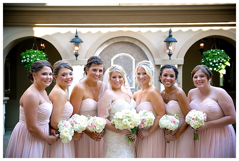 Blush and white Piazza in the Village wedding flowers