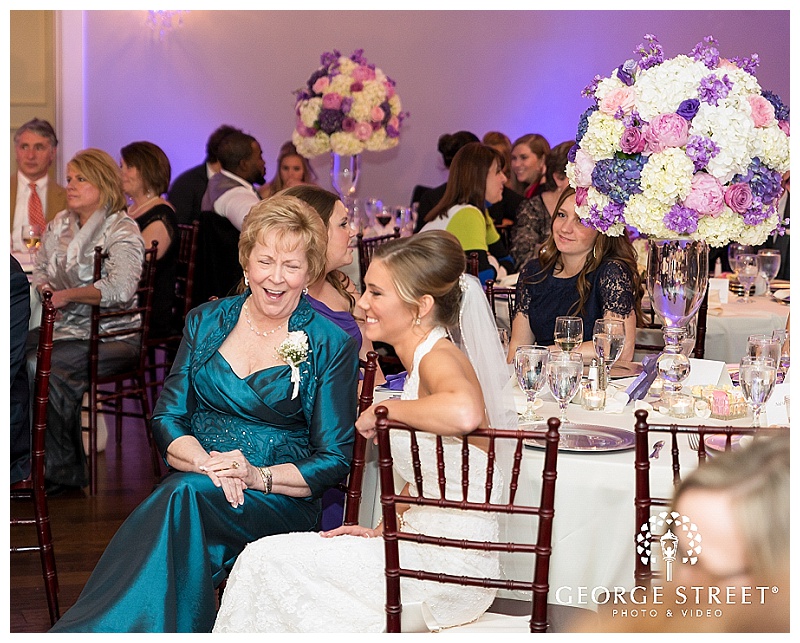 Purple and Pink Winter Wedding Flowers at The Milestone