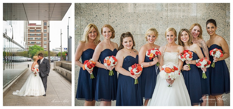 Poppy Red and White Wedding Florals at Dallas City Club