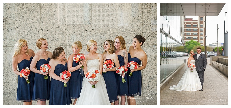 Poppy Red and White Wedding Florals at Dallas City Club