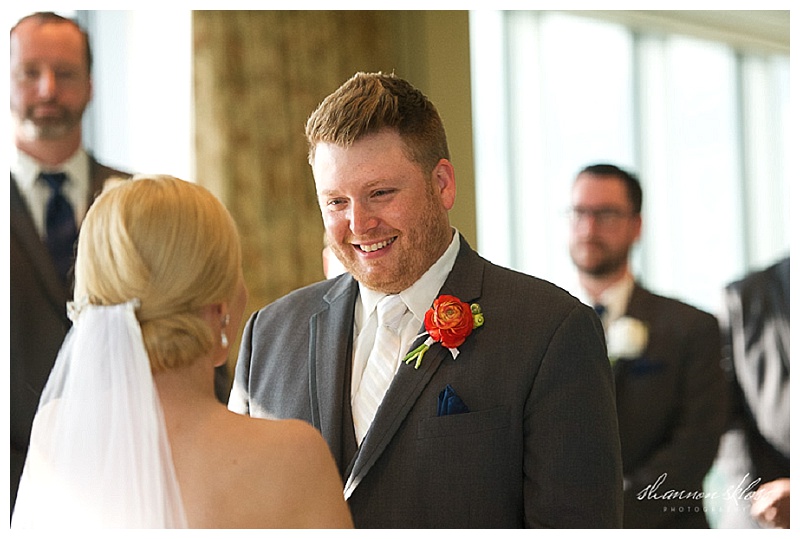 Poppy Red and White Wedding Florals at Dallas City Club