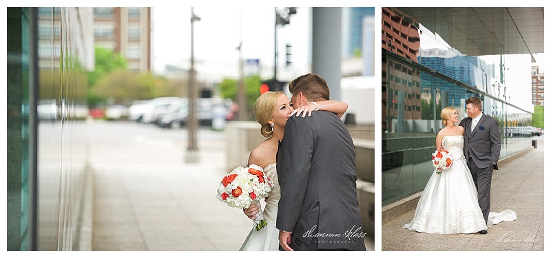 Poppy Red and White Wedding Florals at Dallas City Club