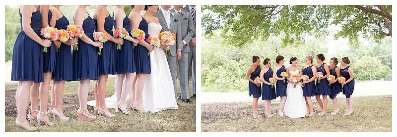 Coral, pink, peach, yellow, and green wedding flowers