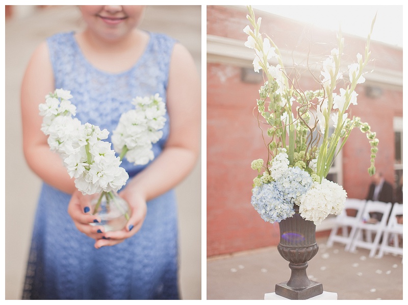 Traditional white, green, and blue wedding flowers dallas