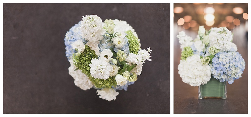 Traditional white, green, and blue wedding flowers dallas