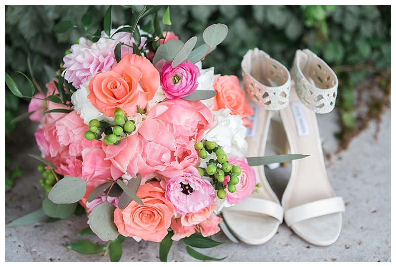 bright coral and pink wedding flowers dallas