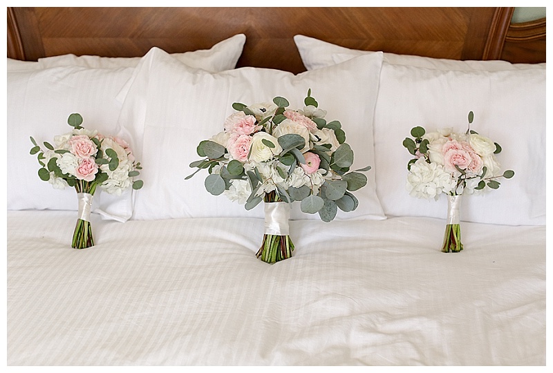 Traditional wedding flowers with silver dollar eucalyptus