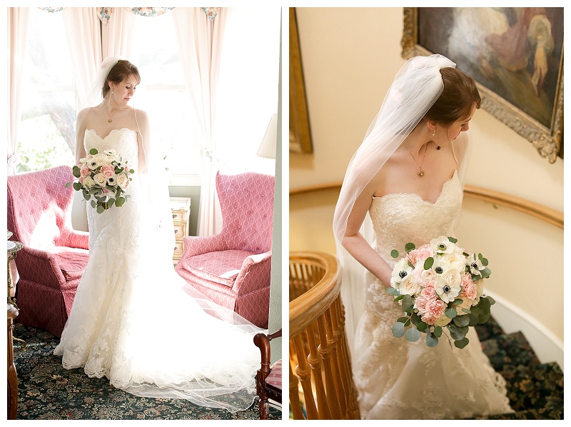 Traditional wedding flowers with silver dollar eucalyptus