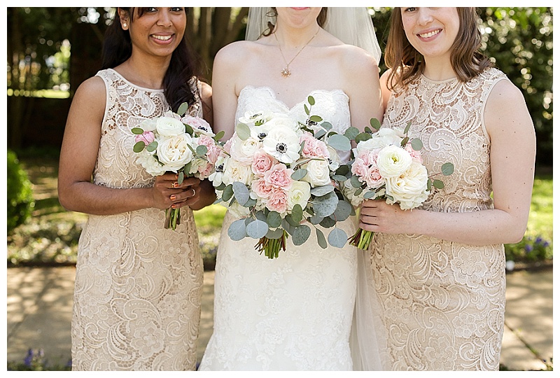 Traditional wedding flowers with silver dollar eucalyptus