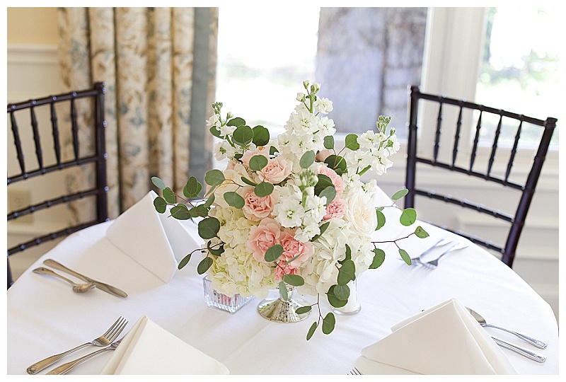 Traditional wedding flowers with silver dollar eucalyptus