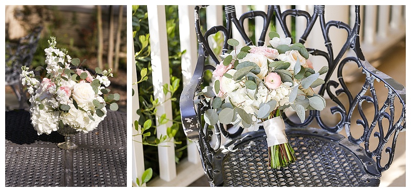 Traditional wedding flowers with silver dollar eucalyptus