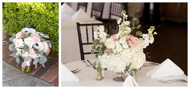 Traditional wedding flowers with silver dollar eucalyptus