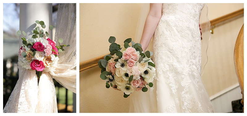 Traditional wedding flowers with silver dollar eucalyptus