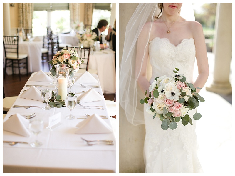 Traditional wedding flowers with silver dollar eucalyptus