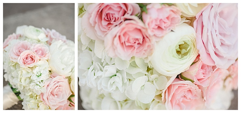 Traditional white and blush dallas wedding flowers at the Old Red Museum