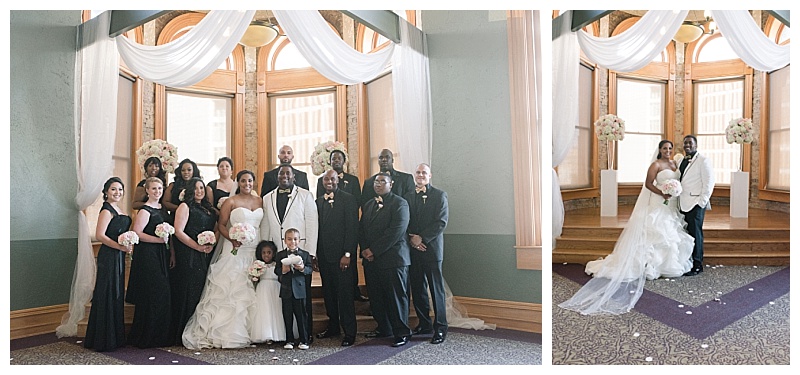 Traditional white and blush dallas wedding flowers at the Old Red Museum