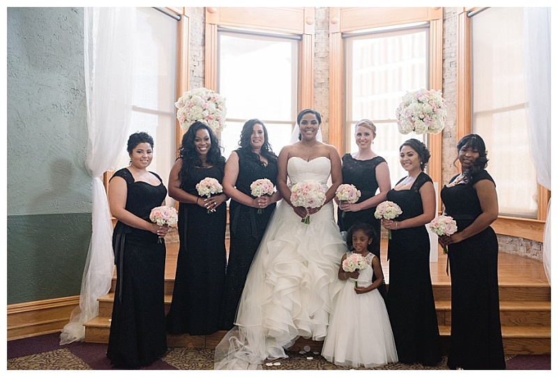 Traditional white and blush dallas wedding flowers at the Old Red Museum