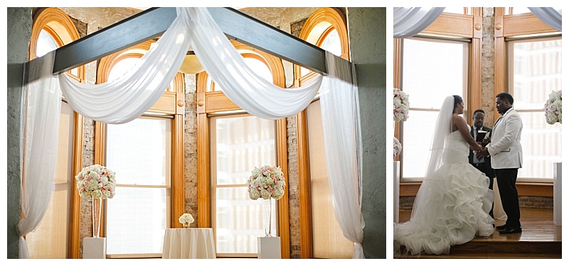 Traditional white and blush dallas wedding flowers at the Old Red Museum