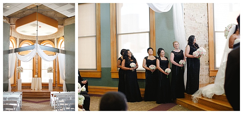 Traditional white and blush dallas wedding flowers at the Old Red Museum