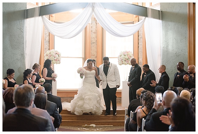 Traditional white and blush dallas wedding flowers at the Old Red Museum