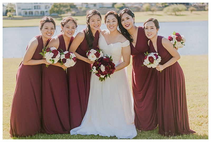 burgundy and white dallas wedding flowers with greenery