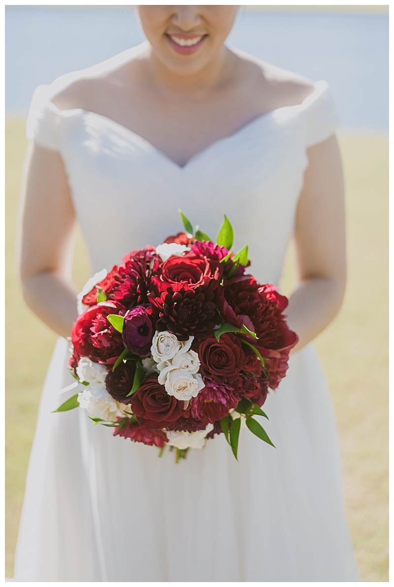 burgundy and white dallas wedding flowers with greenery