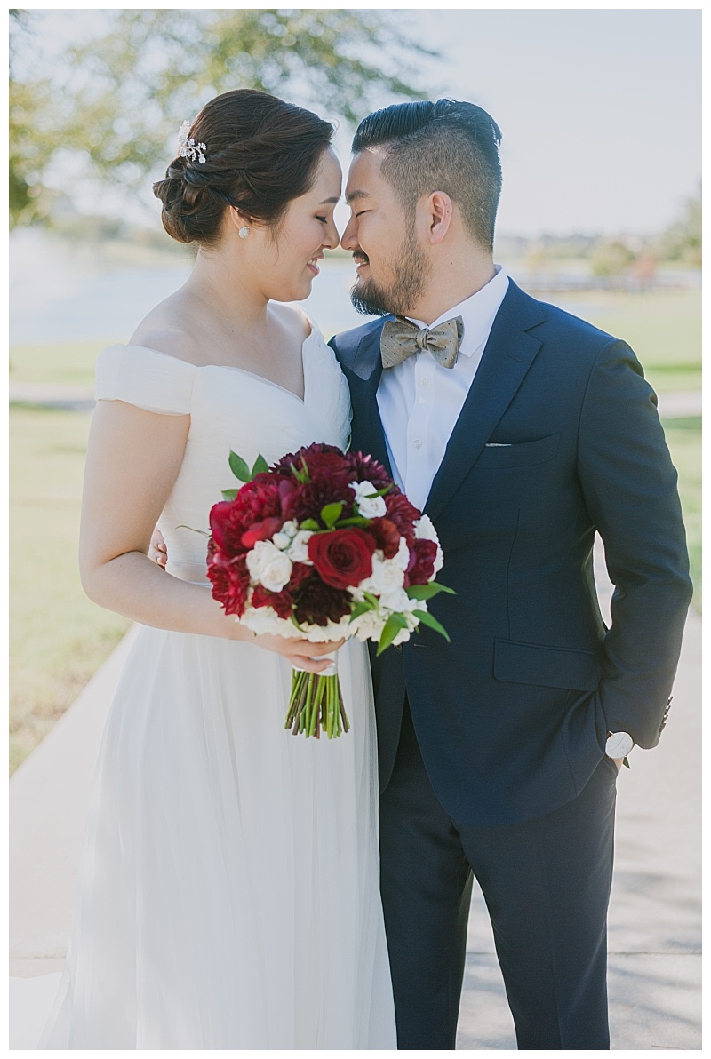 burgundy and white dallas wedding flowers with greenery