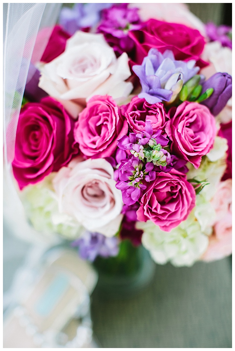 bold purple and pink dallas texas country club wedding flowers