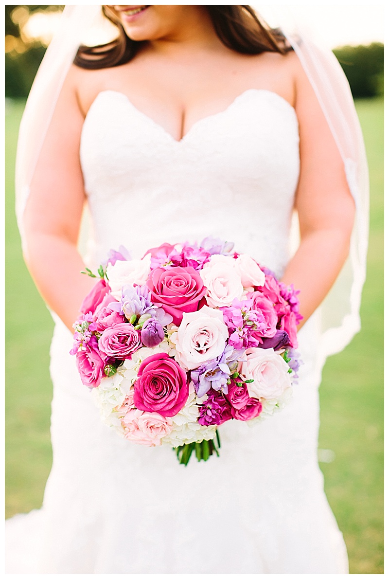 bold purple and pink dallas texas country club wedding flowers