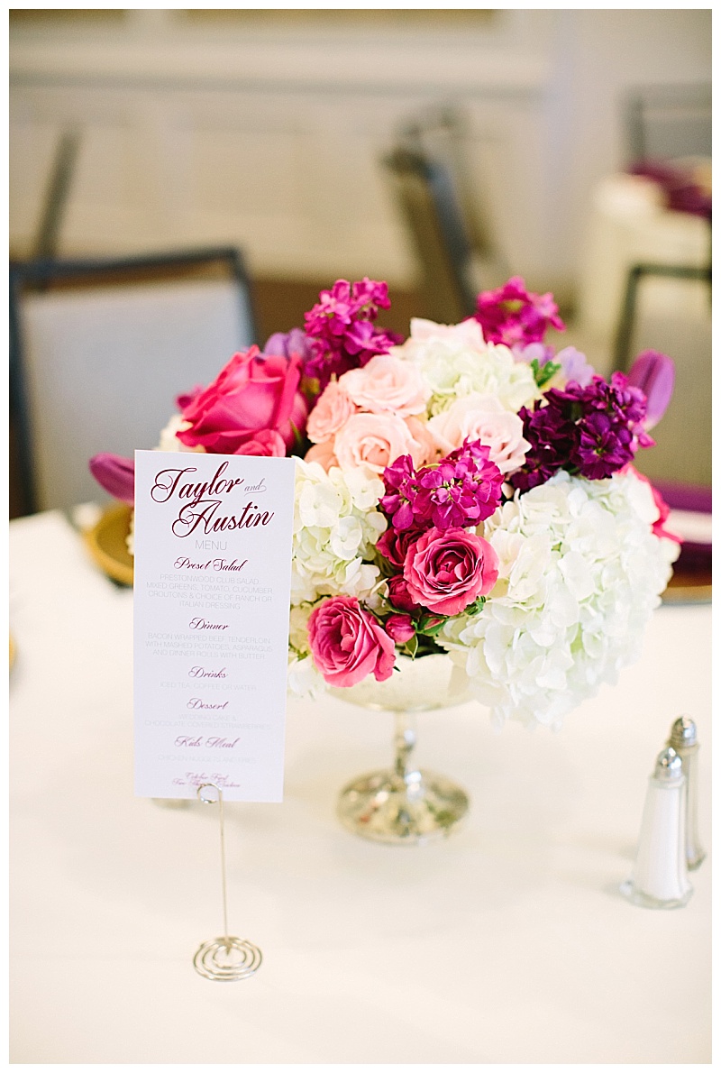 bold purple and pink dallas texas country club wedding flowers