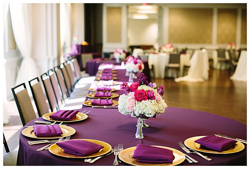 bold purple and pink dallas texas country club wedding flowers