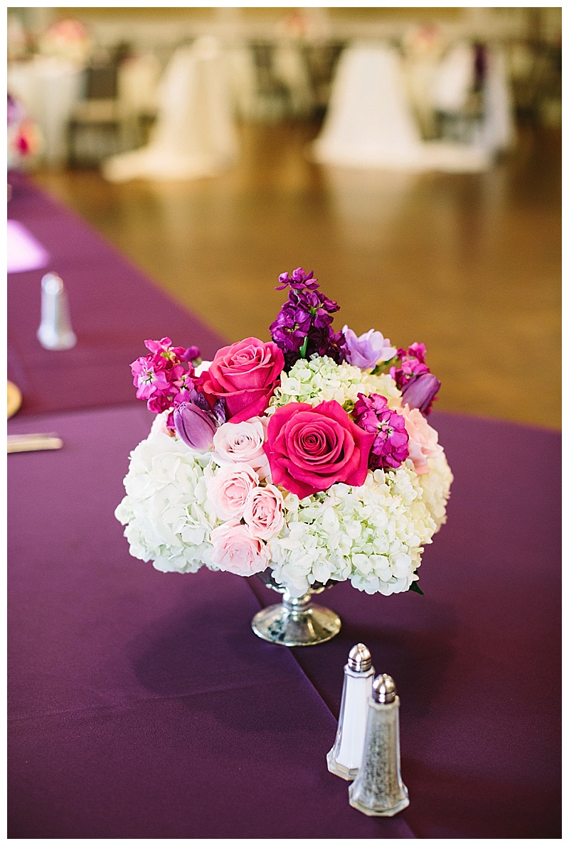 bold purple and pink dallas texas country club wedding flowers