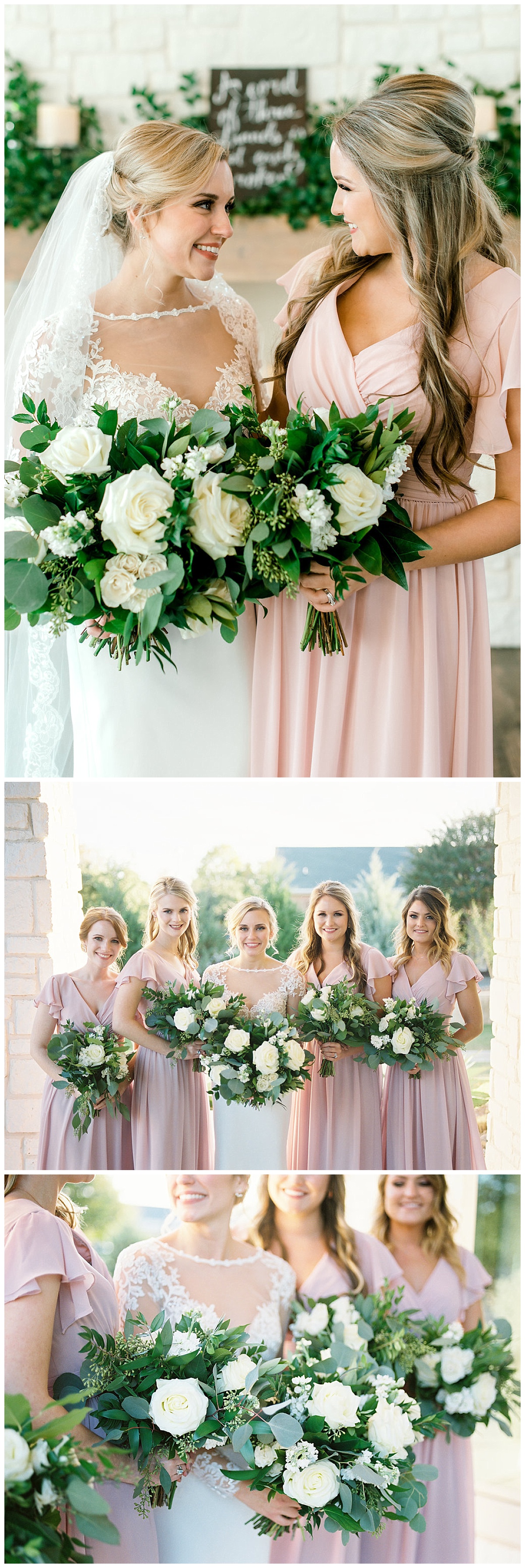 Hidden Pines,Highland Village,Dallas,greenery,Bethany Erin,Natural,Texas,Wedding,flowers,bouquets,centerpieces,A & L Floral Design,Smilax,Mantle