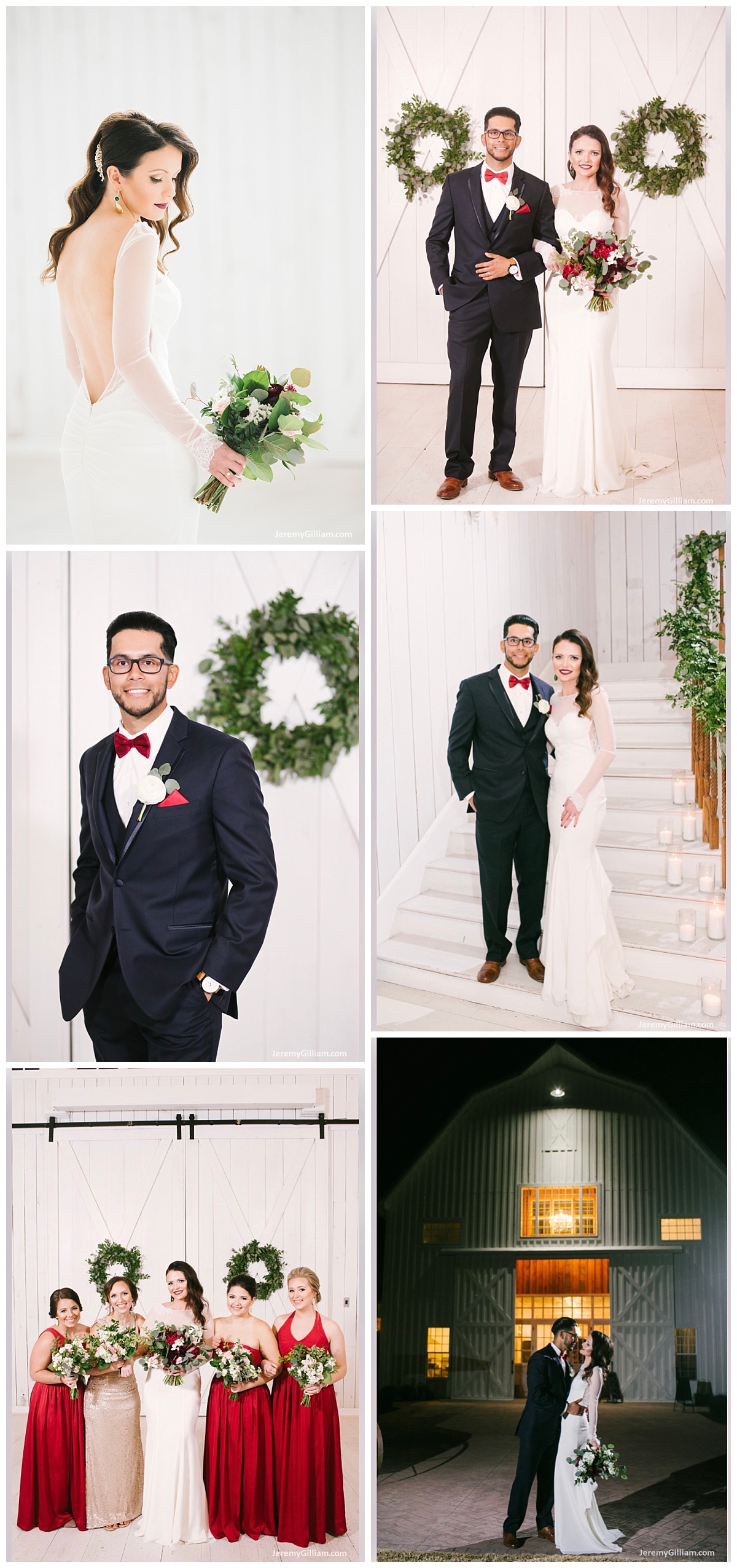 Jeremy Gilliam Photography, Dallas Wedding, Plano Wedding, Frisco Wedding, The White Sparrow Wedding, Winter Wedding, Spring Wedding, Wedding Flowers, red and green flowers, traditional wedding Flowers,  A  & L Floral Design