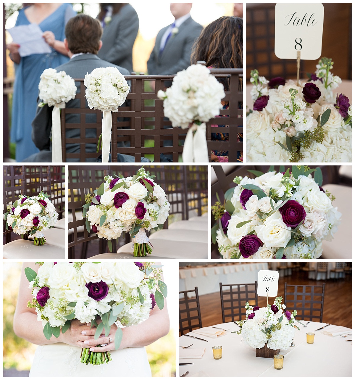 Dallas Wedding, Plano Wedding, Fort Worth Wedding, The Laurel Wedding, Summer Wedding, Spring Wedding, Wedding Flowers, white and plum flowers, traditional wedding Flowers,  A & L Floral Design